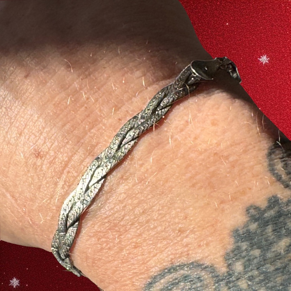 Italian Sterling Silver Flat Braided Snake Chain Bracelet 8” 4.75g - Picture 3 of 11